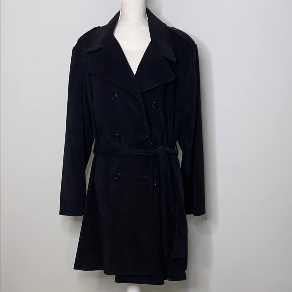 Plus Max New York Black Suede Pea Coat Jacket 18W